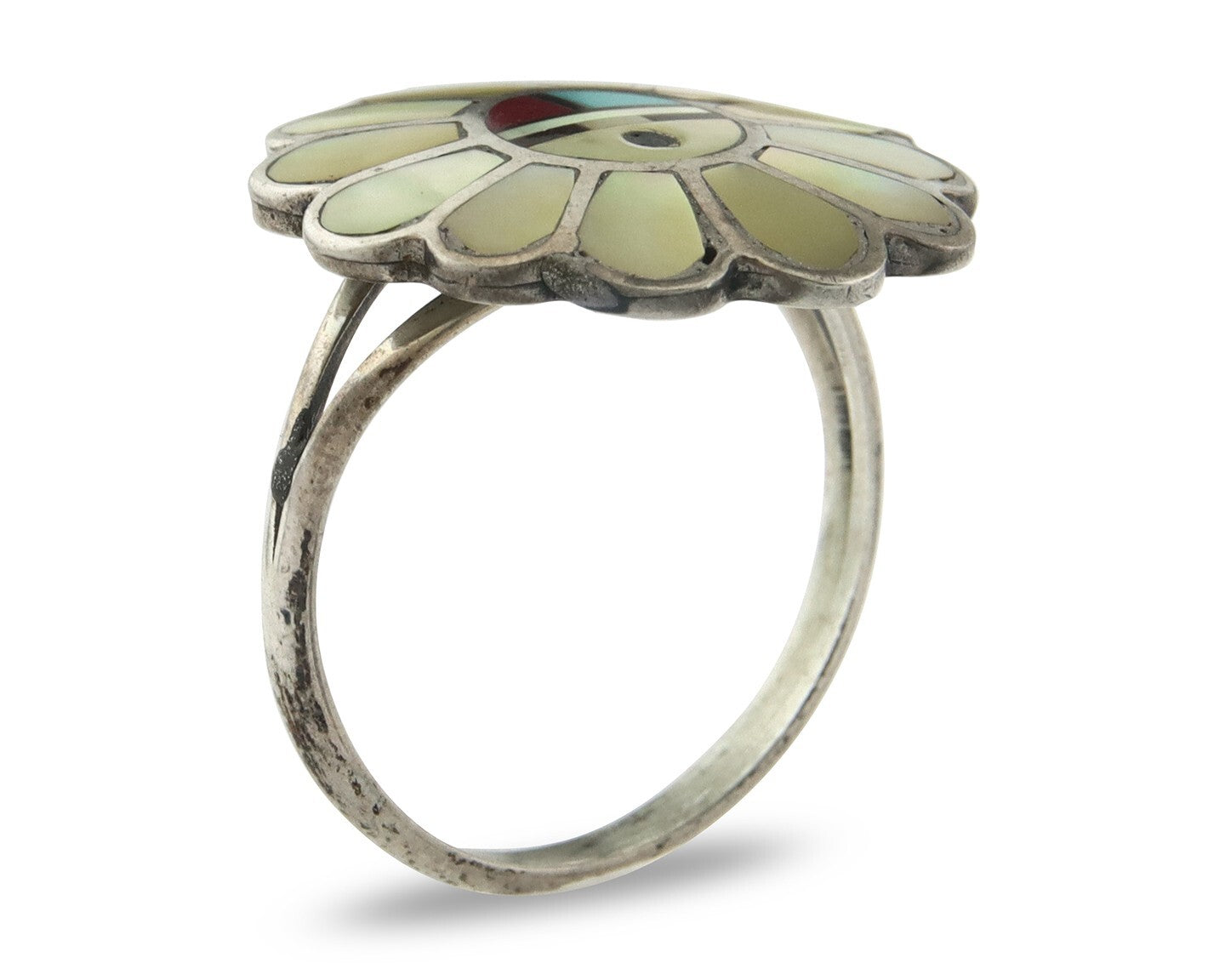 Vintage Zuni Ring 925 Sterling Silver Natural Gemstone Size 7.25