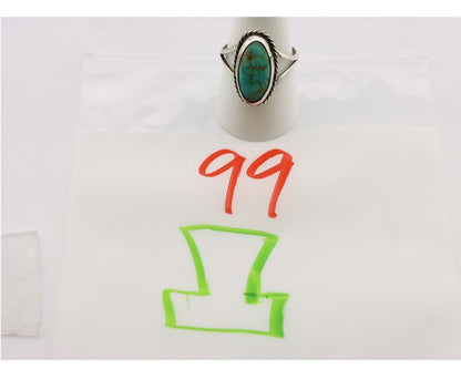 Navajo Ring 925 Silver Kingman Turquoise Artist Native American Signed C.80's