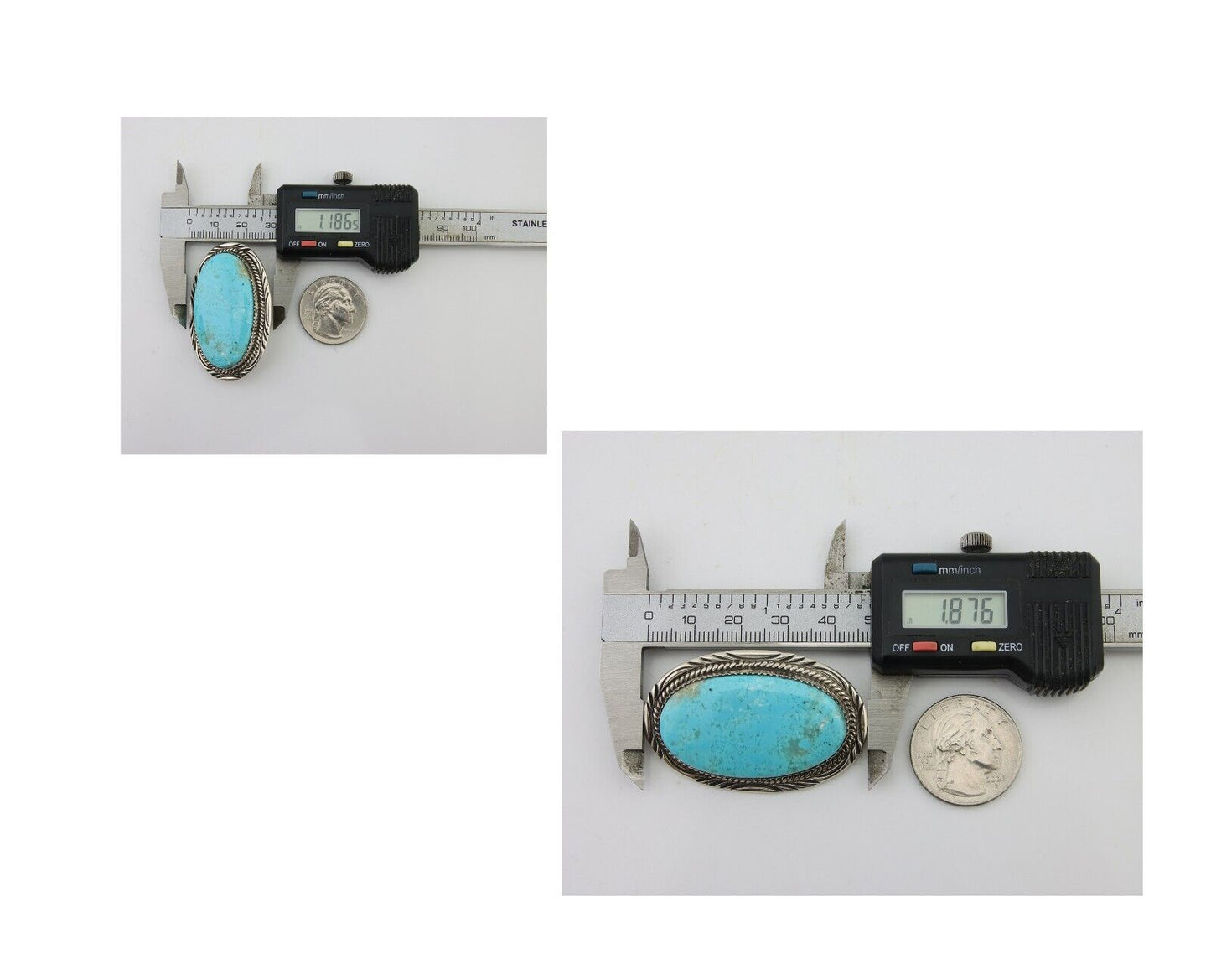 Navajo Pin Pendant 925 Silver Natural Blue Turquoise Artist signed DS C.80's