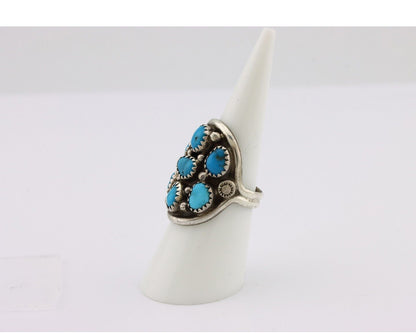 Navajo Ring 925 Silver Natural Blue Turquoise Signed Phillip Zachary Artist C80s