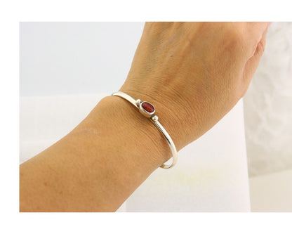 Navajo Bracelet .925 Silver Natural Red Coral Cuff Native American Artist C.80's