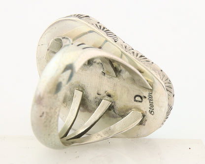 Navajo Ring 925 Sterling Turquoise Signed D Zachary C.80's Size 8.0