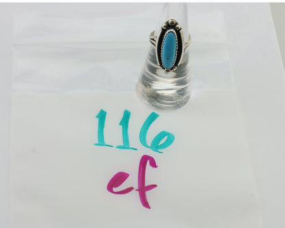 Navajo Ring 925 Silver Kingman Turquoise Artist Signed SC Size 6.0 C.80's