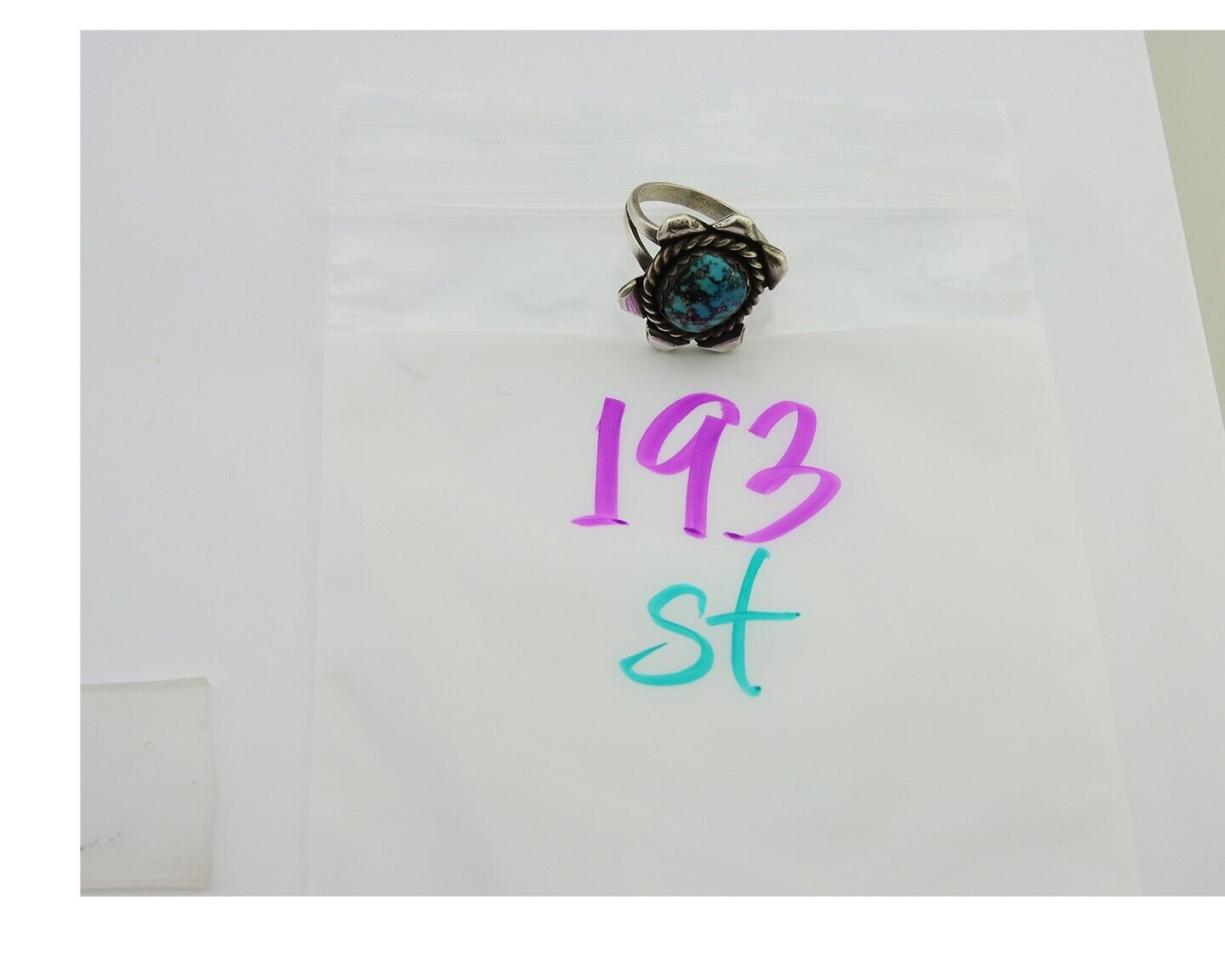 Navajo Ring 925 Sterling Silver Morenci Turquoise Native American Artist C.80s