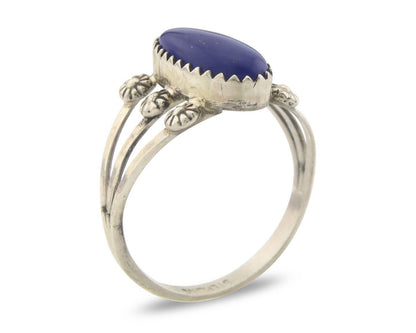 Navajo Ring 925 Sterling Natural Lapis Handmade Native Artist C.80's