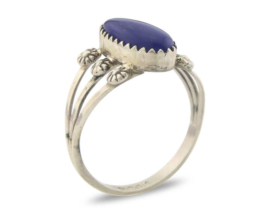 Navajo Ring 925 Sterling Natural Lapis Handmade Native Artist C.80's