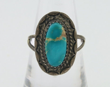 Navajo Handmade Ring 925 Silver Natural Turquoise Native Artist C.80's