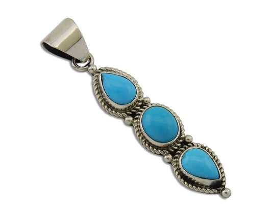 Navajo Necklace 925 Silver Natural Turquoise Artist Kathllen Chavez C.80's