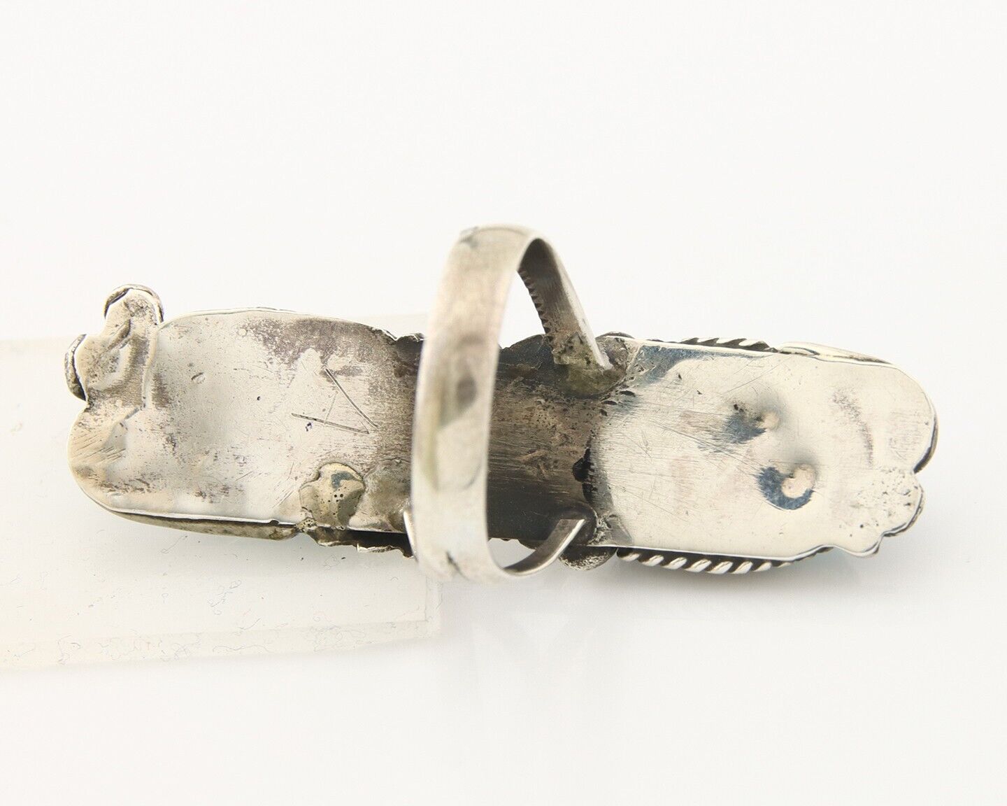 Navajo Ring 925 Sterling Turquoise Native American Artist C.80's Size 7.75