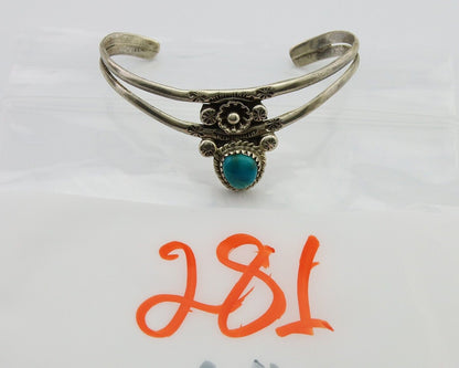 Navajo Cuff Bracelet 925 Silver Turquoise Cuff Native American Artist C.80's