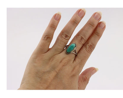 Navajo Ring 925 Silver Blue Turquoise Native American Artist C.80's
