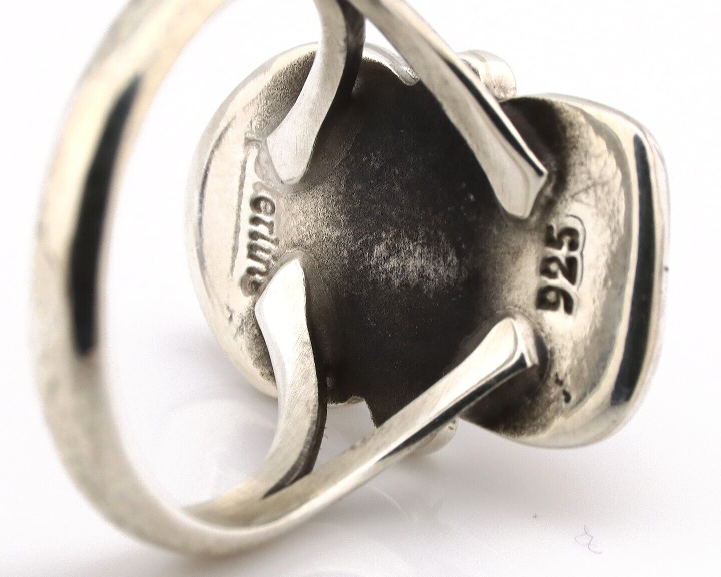 Navajo Ring 925 Silver SB Turquoise & Red Coral Native American Artist C.80s