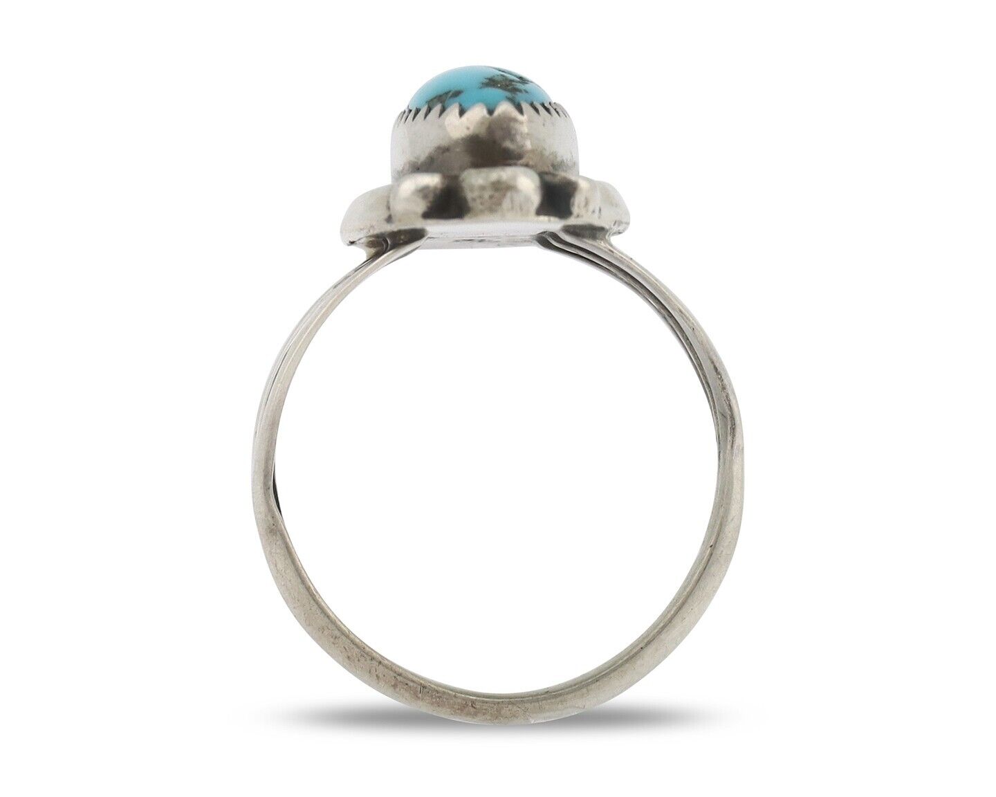 Navajo Ring .925 Silver Sleeping Beauty Turquoise Signed SkyStone Creations C80s