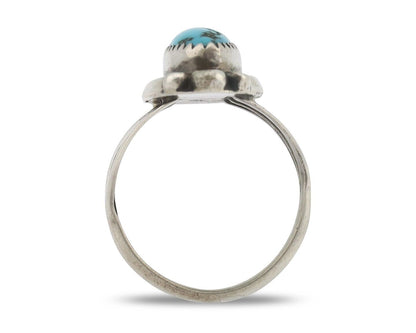 Navajo Ring .925 Silver Sleeping Beauty Turquoise Signed SkyStone Creations C80s
