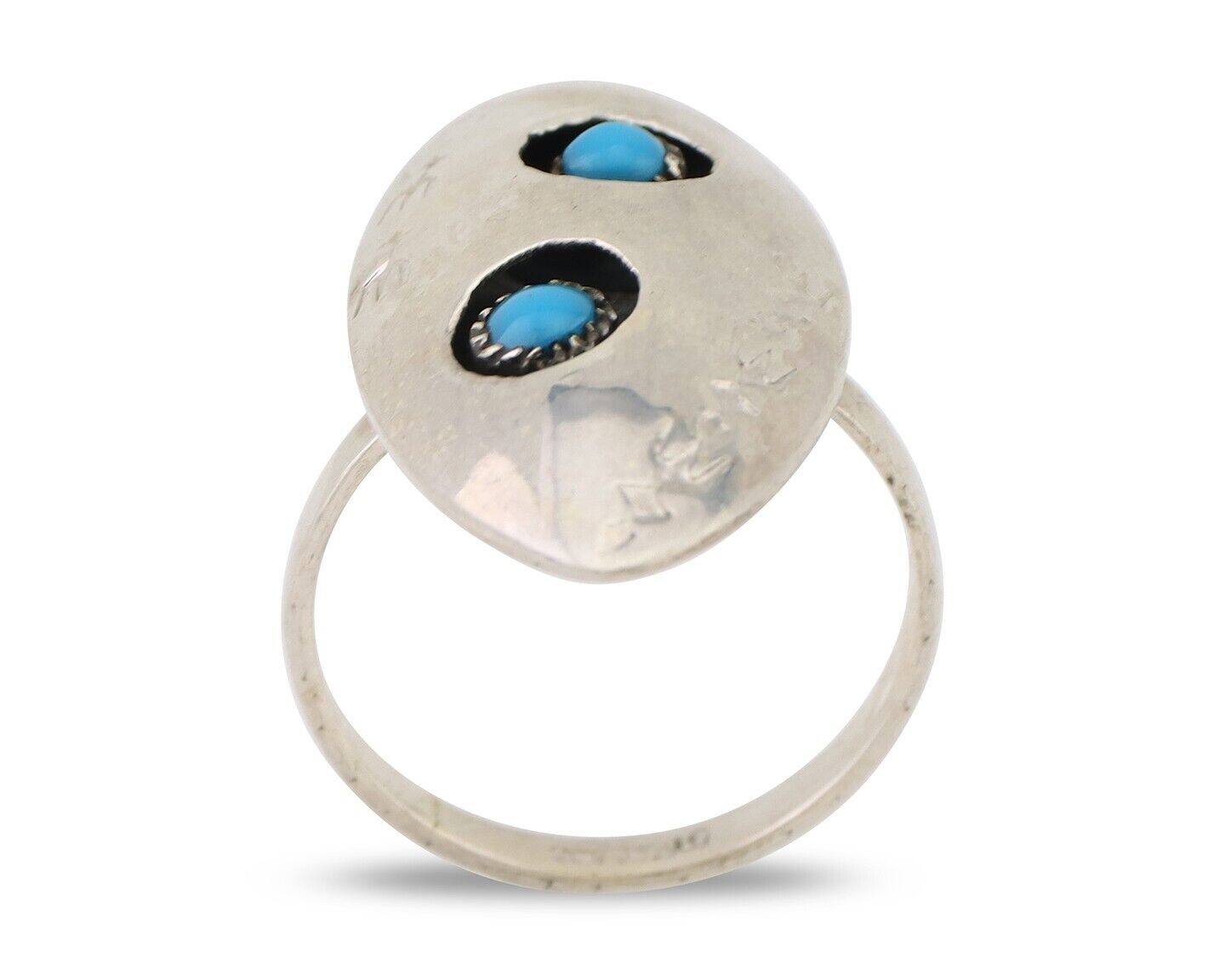 Navajo Ring 925 Silver Natural Blue Turquoise Native American Artist C.80's