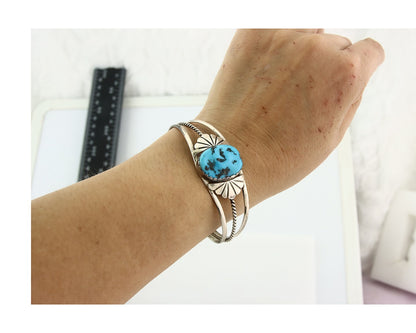 Vintage Navajo Bracelet 925 Silver Blue Turquoise Handmade