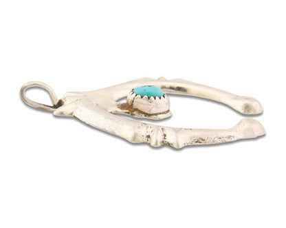 Navajo 925 Silver Naja Sand Cast Turquoise Handmade Native American Artist C.80s
