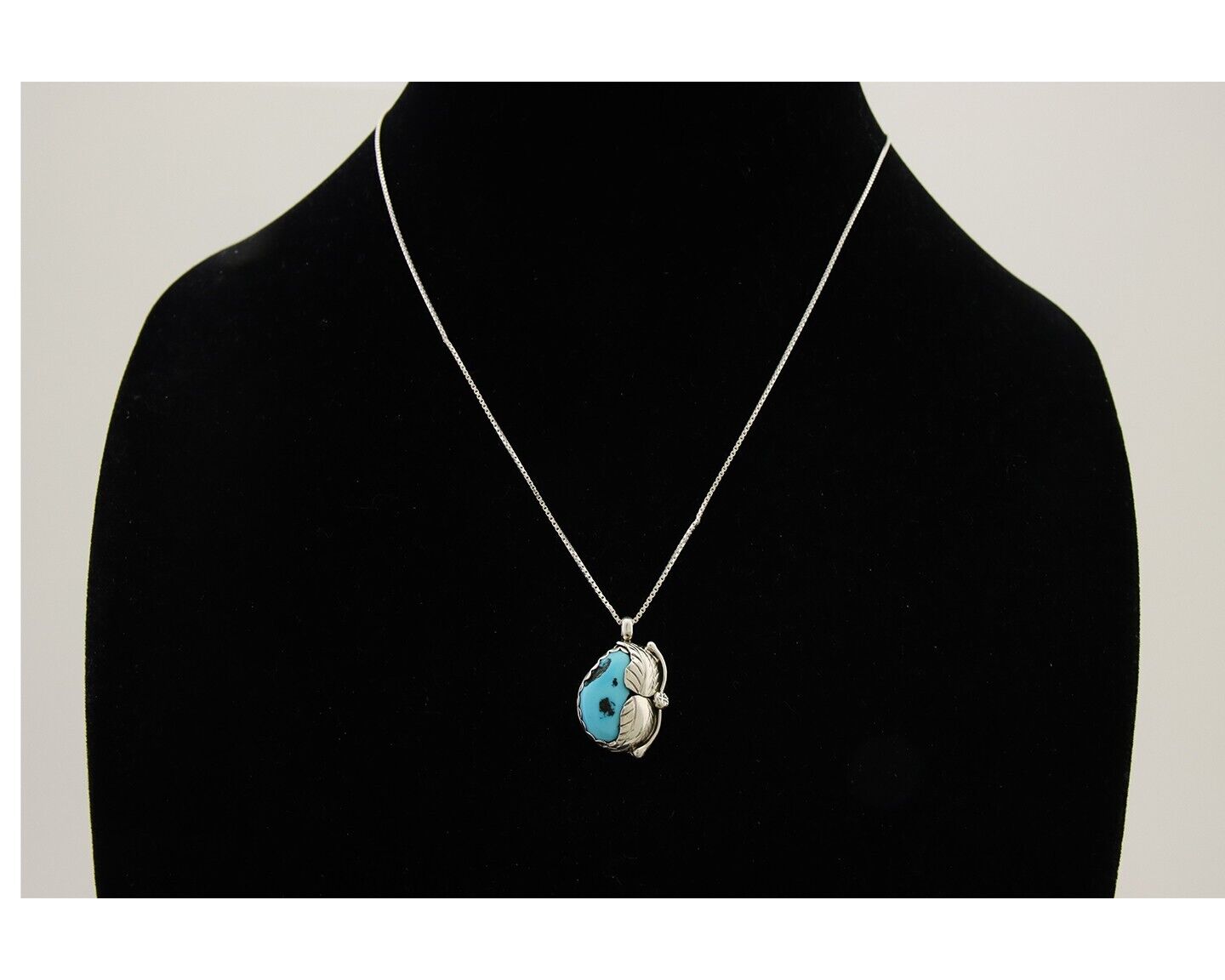 Navajo Necklace 925 Silver Natural Blue Turquoise Artist Signed D Zachary C.80's