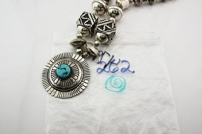 Navajo Necklace Natural Turquoise Vintage Signed Thomas Singer C.80's