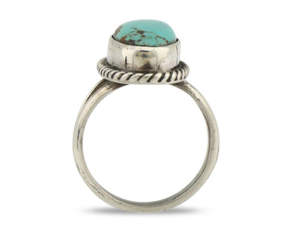 Navajo Ring 925 Silver Kingman Turquoise Native American Artist C.80's