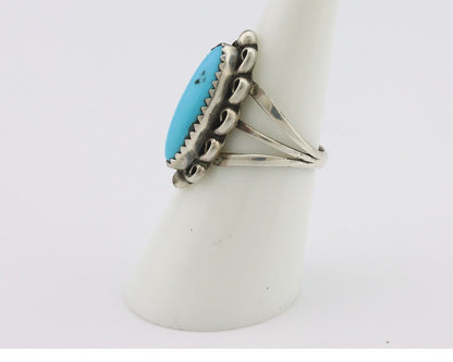 Navajo Ring .925 Silver Sleeping Beauty Turquoise Signed SkyStone Creations C80s