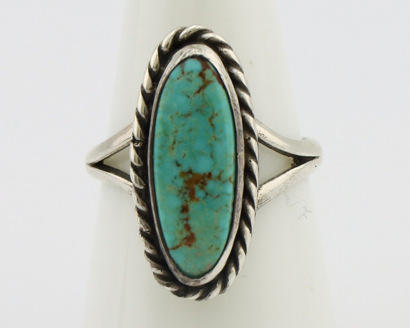 Navajo Ring 925 Silver Kingman Turquoise Native American Artist C.80's