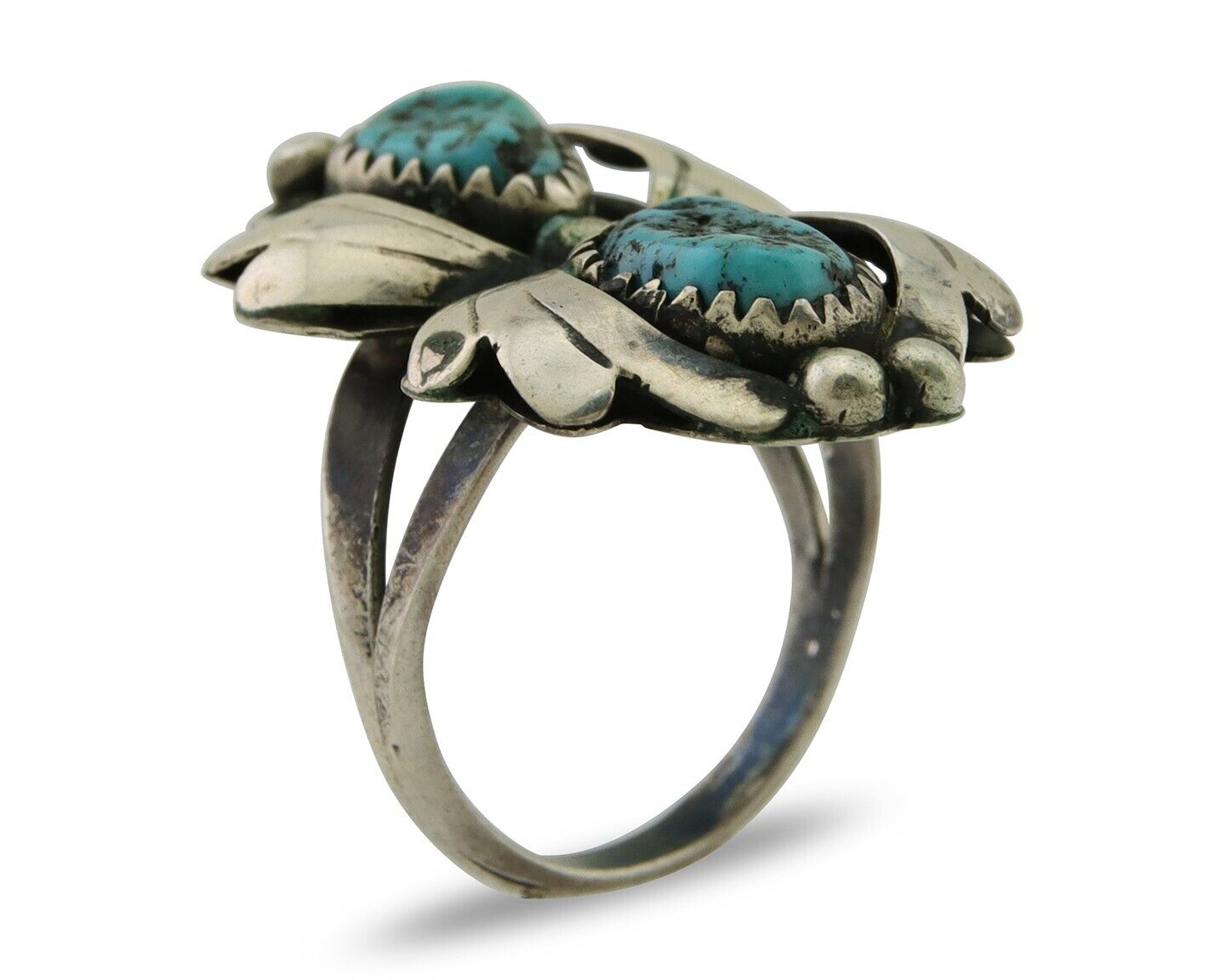 Navajo Ring 925 Silver Sea Foam Turquoise Native American Artist C.80's