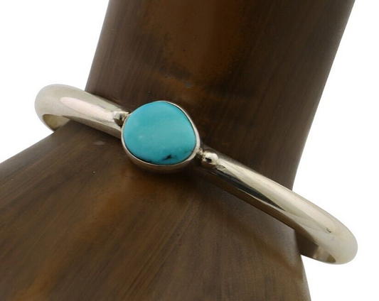 Navajo Cuff Bracelet 925 Silver Natural Blue Turquoise Native American C.80's