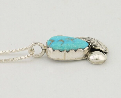 Navajo Heart Necklace 925 Silver Natural Turquoise Signed William Denetdale C80s