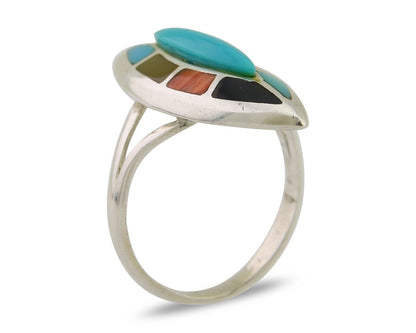 Navajo Ring 925 Silver Turquoise Shell Onyx Spiney Oyster Native Artist C80's