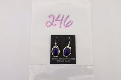 Navajo Dangle Earrings 925 Silver Lapis Lazuli Native American Artist C.80's