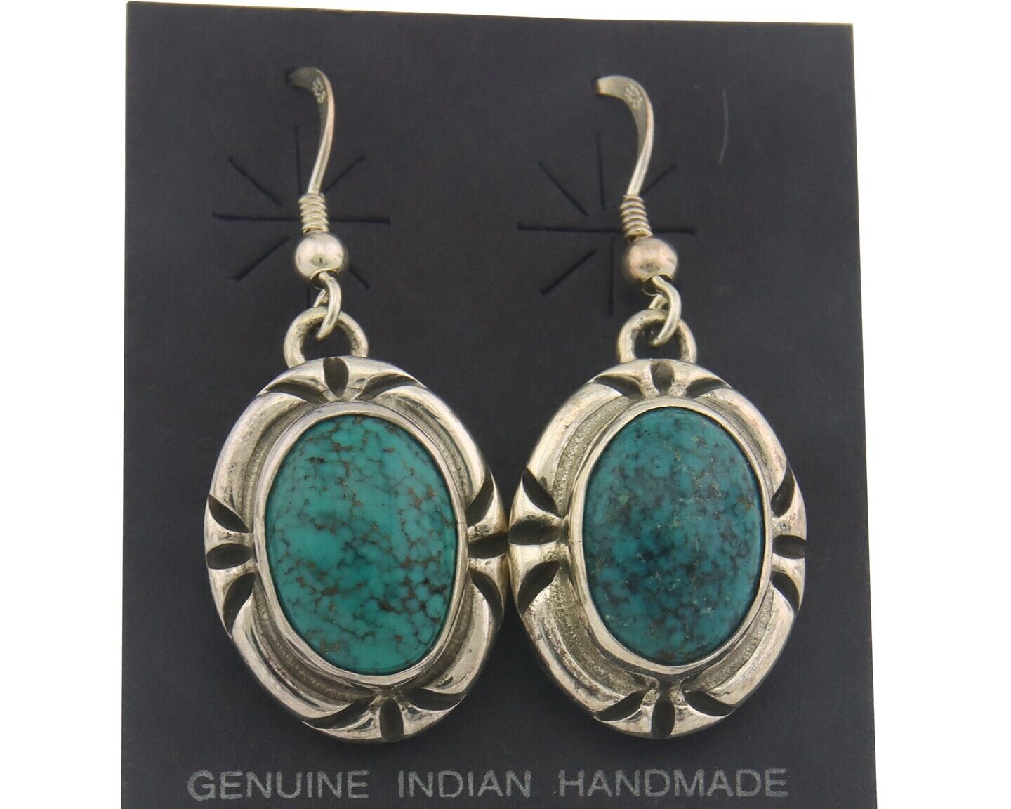 Navajo Earrings 925 Silver Handmade Natural Turquoise Native Artist C.80's