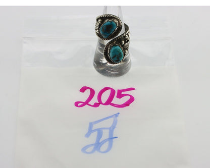 Navajo Ring 925 Silver Sleeping Beauty Turquoise Artist Signed SC C.80's