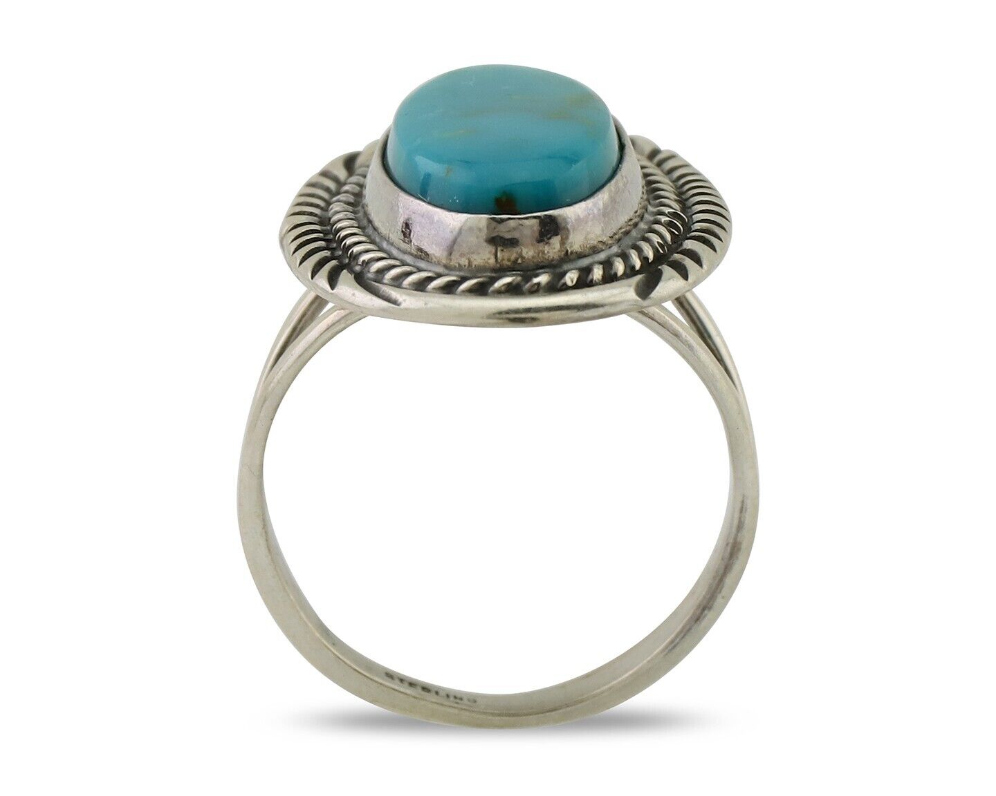 Navajo Ring 925 Silver Natural Blue Turquoise Artist Signed M BEGAY C.80's