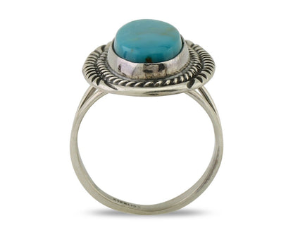 Navajo Ring 925 Silver Natural Blue Turquoise Artist Signed M BEGAY C.80's