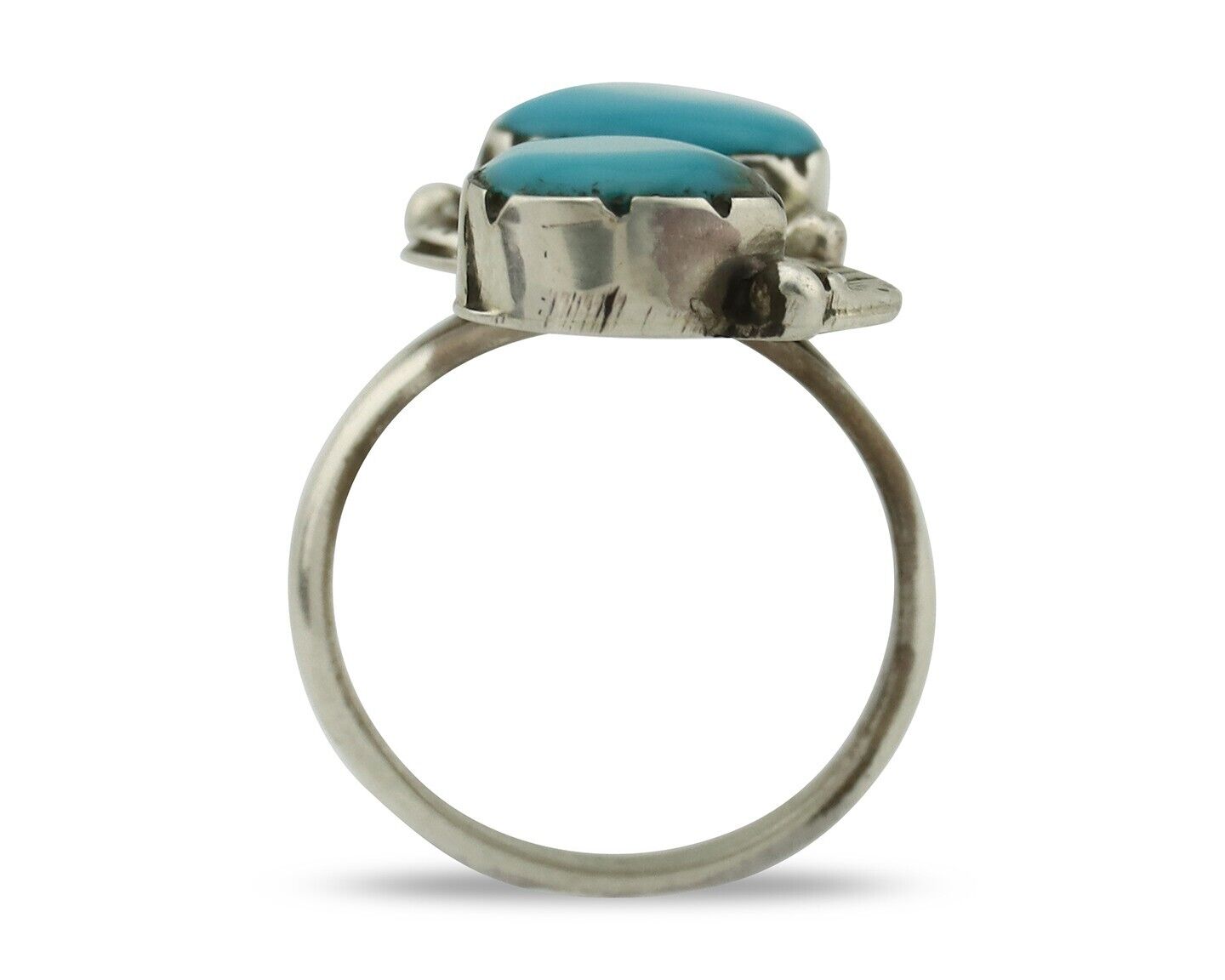 Navajo Ring 925 Silver Blue Turquoise Artist Signed K C.80's