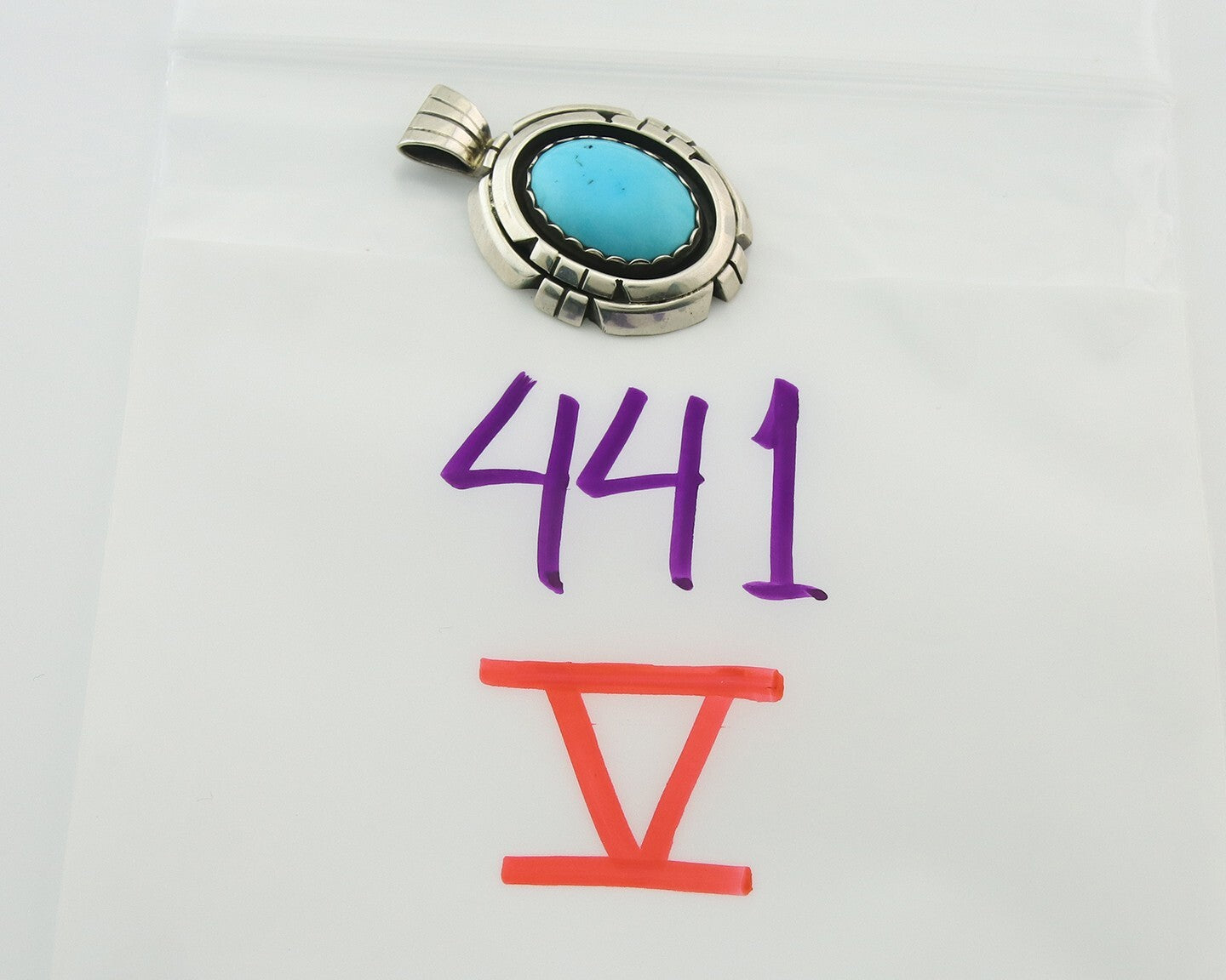 Navajo Sterling Silver Pendant Turquoise Authentic Vintage Signed