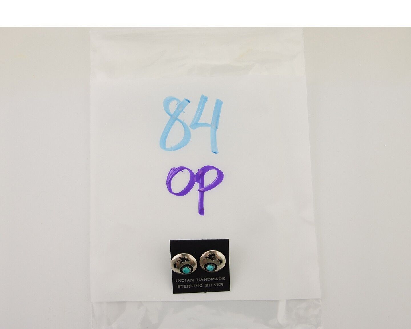 Navajo Handmade Earrings 925 Silver Turquoise Native American Artist C.80's