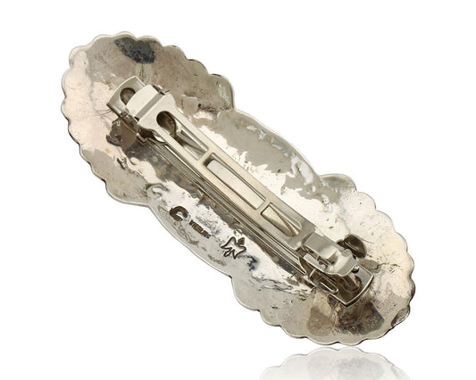 Women's Navajo Hair Clip Hand Stamped 925 Silver Artist Signed C Montoya C.80's
