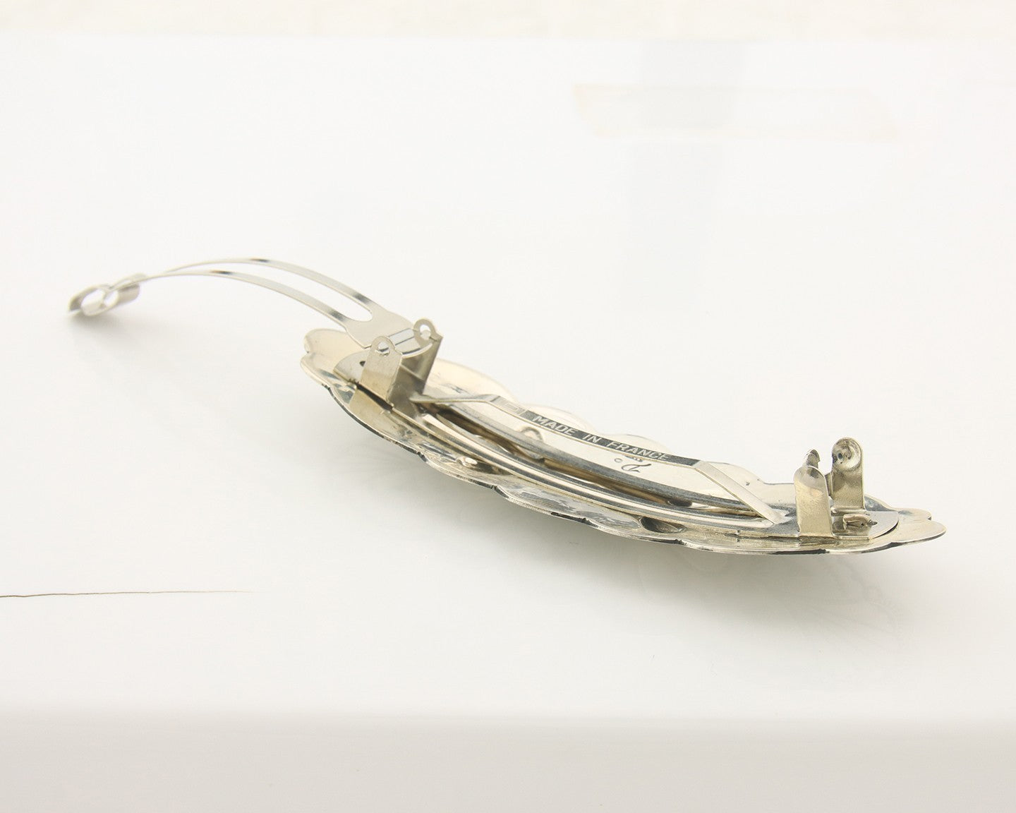 Vintage Navajo Barrette 925 Sterling Silver Hand Stamped Signed Delgarito