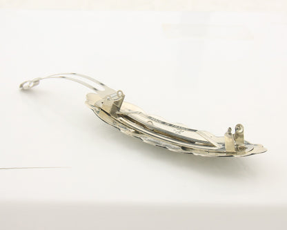 Vintage Navajo Barrette 925 Sterling Silver Hand Stamped Signed Delgarito