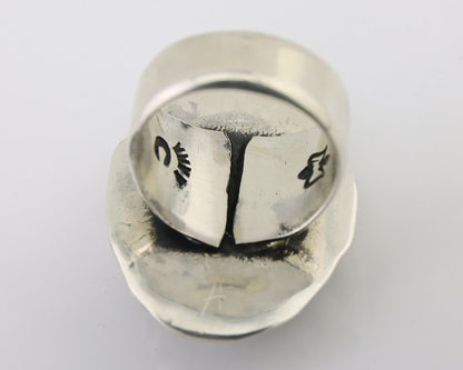 Navajo Ring 925 Silver Kingman Turquoise Native Artist Signed C Montoya C.80's