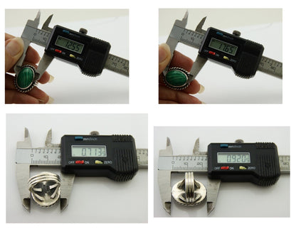 Navajo Ring 925 Silver Natural Malachite Native American Artist C.80's