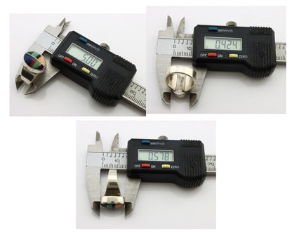 Zuni Inlaid Ring 925 Silver Mixed Natural Gemstones Native American Artist C.80s