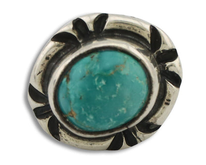Navajo Tie Tack 925 Silver Natural Mined Turquoise Native American Artist C.80's