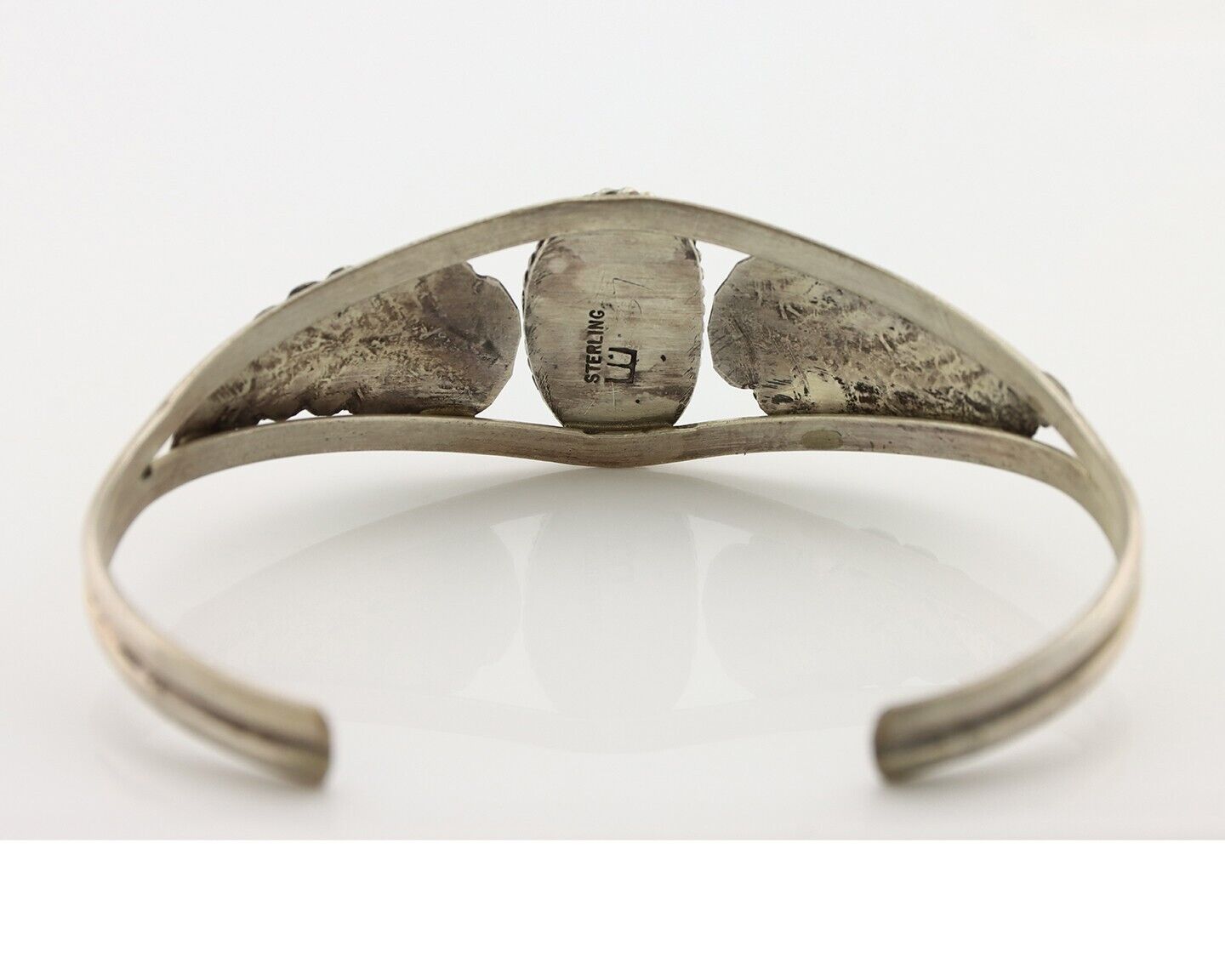 Navajo Handmade Bracelet 925 Silver Natural Blue Turquoise Artist Signed E C.80s