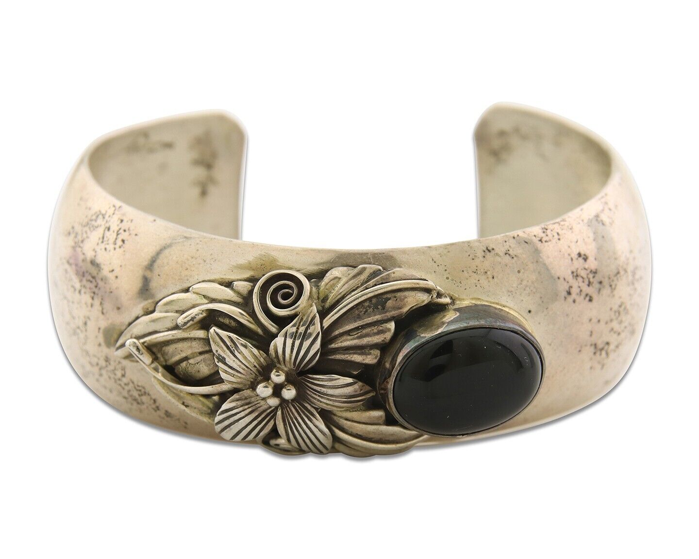 Navajo Bracelet 925 Silver Onyx Artist Signed Carol Felley & Lorenzo Secatero