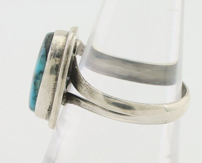 Navajo Ring 925 Silver Blue Turquoise Native American Artist Signed C.80's