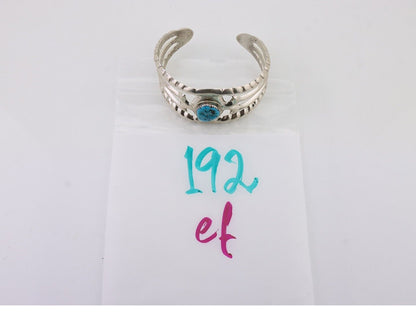Navajo Sand Cast Cuff Bracelet 925 Silver Natural Turquoise Native Artist C.80's