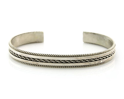 Navajo Cuff Bracelet Sterling Silver Signed Tahe Vintage Handmade
